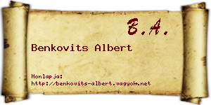 Benkovits Albert névjegykártya